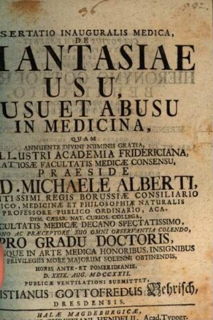 Diss. inaug. med. de phantasiae usu, lusu et abusu in medicina