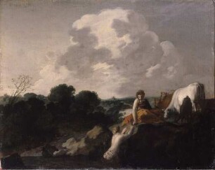Landschaft mit Hirtin und Nymphe