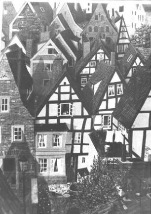 Bremen. Blick auf Dächer des Schnoor-Viertels. Gemälde eines unbekannten Malers