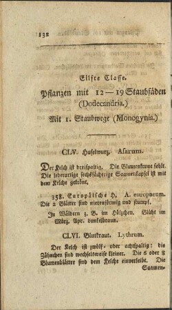 Eilfte Classe. Pflanzen mit 12-19 Staubfäden (Dodecandria)