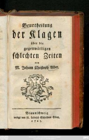 Beurtheilung der Klagen über die gegenwärtigen schlechten Zeiten