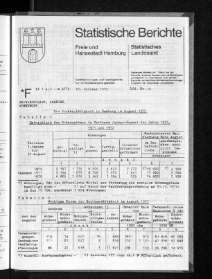 Die Hochbautätigkeit in Hamburg im August 1972 : Lfd. Nr. 29