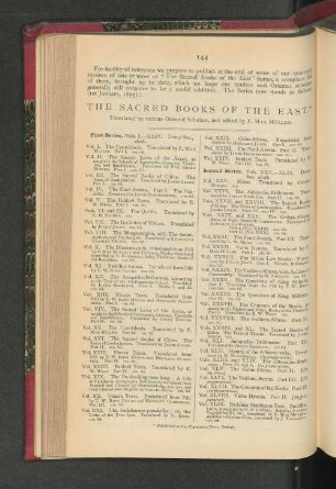 The Sacred Books of the East.