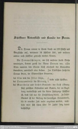 Schiffbare Nebenflüsse und Kanäle der Donau
