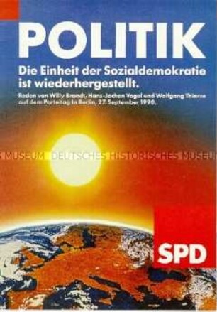 Broschüre mit den Reden von Brandt, Vogel und Thierse auf dem SPD-Parteitag im September 1999 in Berlin