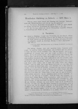 Wendischer Städtetag zu Lübeck. - 1493 März 5.