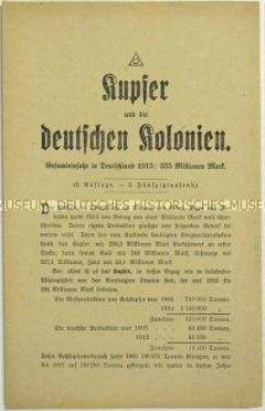Flugschrift des Kolonial-Wirtschaftlichen Komitees zur Gesamteinfuhr von Kupfer in Deutschland 1913
