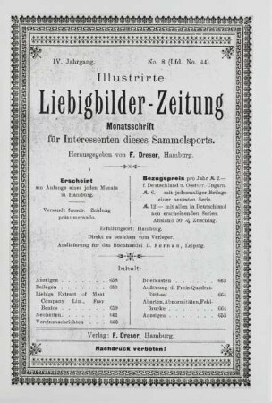 IV. Jahrgang. No. 8 (Lfd. No. 44). (Hamburg, 1. August 1899.)