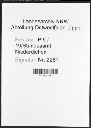 Sterberegister Standesamt Niederdielfen