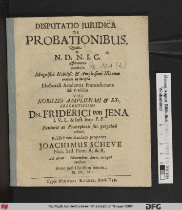 Disputatio Iuridica De Probationibus