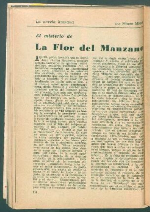 El misterio de "La Flor del Manzano" : La novela humana
