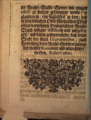 Anzeige des Würtembergischen Herrn Gesandtens in Conferentia Evangelicorum den 19. Februarii 1720