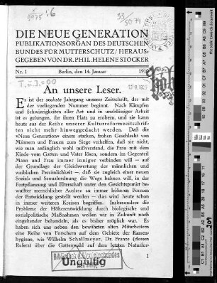 An unsere Leser.