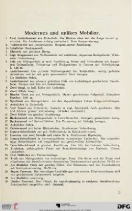 Modernes und antikes Mobiliar (Nr. 1-159)