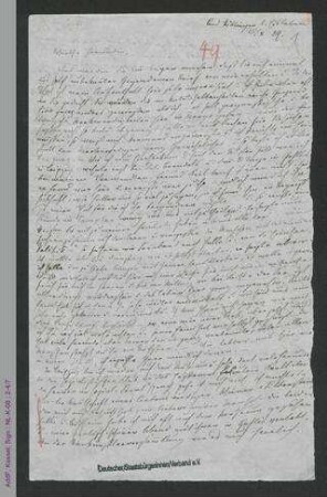 Brief von Louise Otto-Peters an eine Freundin