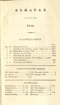 Almanak voor het jaar 1850