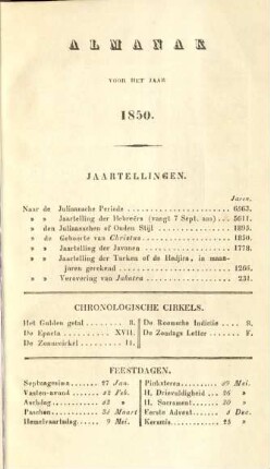 Almanak voor het jaar 1850