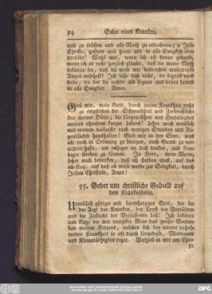 55. Gebet um christliche Geduld auf dem Krankenbette.