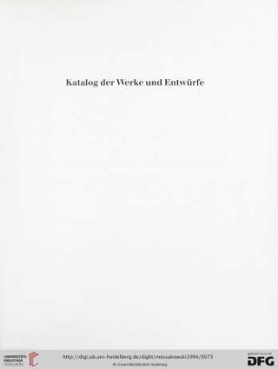 Katalog der Werke und Entwürfe
