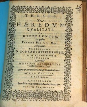 Theses de haeredum qualitate et differentia