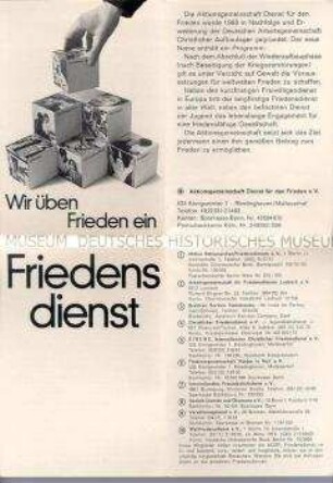 Informationsblatt der Aktionsgemeinschaft "Dienst für den Frieden"
