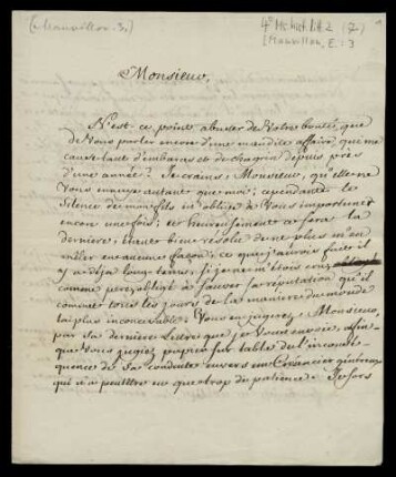 Brief von Eleazar de Mauvillon an Rudolf Erich Raspe