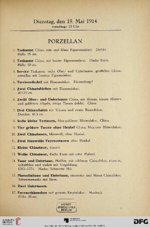 Dienstag, vormittags 10 Uhr (Nr. 1-257)