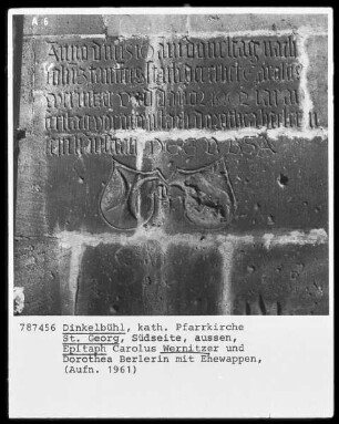 Epitaph Carolus Wernitzer und Dorothea Berlerin mit Ehewappen