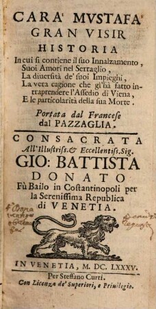 Cara Mustapha, Grand Vizir : Historia