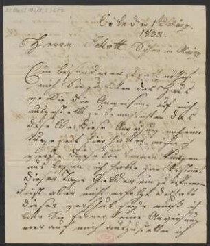 Brief an B. Schott's Söhne : 01.03.1832