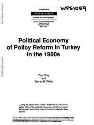 Political economy of policy reform in Turkey in the 1980s