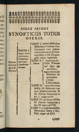 a1r-f7v, Index Primus Synopticus Totius Operis - Index Tertius Pragmaticus