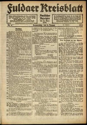Erste Ausgabe vom Donnerstag, den 09. Januar 1919.