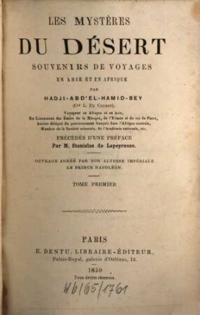 Les Mystères du Désert : souvenirs de voyages en Asie et en Afrique, 1