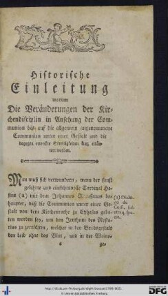 Historische Einleitung.