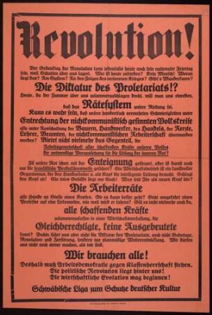 "Revolution!" Kritik der schwäbischen Liga zum Schutze deutscher Kultur am linken Radikalismus