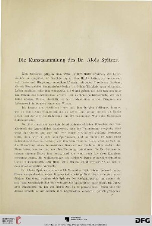 Die Kunstsammlung des Dr. Alois Spitzer