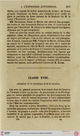 Classe XVIII: Industrie de la verrerie et de la céramique