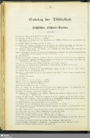 Catalog der Bibliothek des Sächsischen Fischerei-Vereins