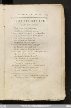 Fable Dix-Septieme. La Pie & le Moineau.