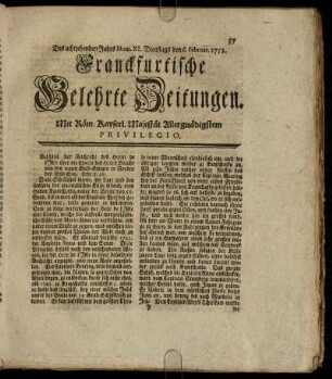 Num. XI. Dienstags den 6. Februar. 1753 - Num. XX. Freytags den 9. Mart. 1753