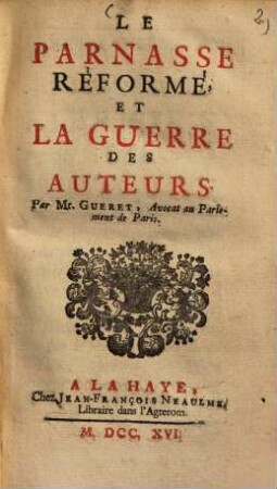 Le Parnasse Réformé Et La Guerre Des Auteurs