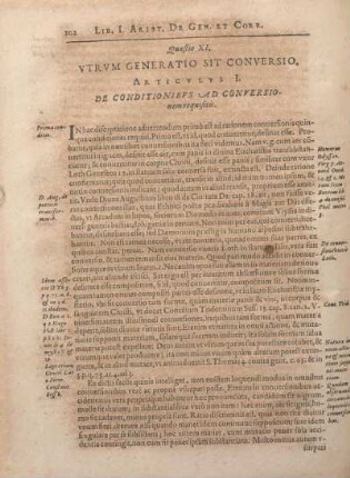 Quaestio XI. Vtrvm Generatio Sit Conversio.