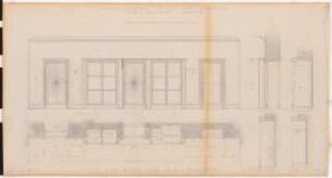 Preußischer Landtag, Berlin Umbau zum »Haus der Flieger«: Akademie für Luftfahrtforschung, Zimmer des Kanzlers (Tür und Wandverkleidung): Ansicht, Grundriss 1:10