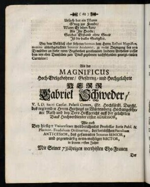 68-85, Als der Magnificus Hoch-Edelgebohren / Gestreng- und Hochgelahrte...