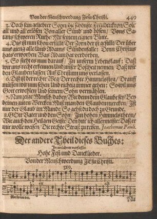 Der andere Theil dieses Buches: In welchem verfasset Hohe Fest- und Dancklieder.