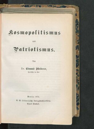 Kosmopolitismus und Patriotismus