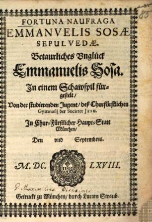 Fortuna naufraga Emmanuelis Sosae Sepulvedae