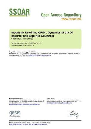 Indonesia Rejoining OPEC: Dynamics of the Oil Importer and Exporter Countries