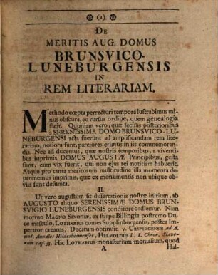 Dissertationem ... De Augustae Domus Brunsvico-Luneburgensis Meritis In Rem Literariam ..., 2. Dissertatione Posteriori Merita Augustae Brunsvigio-Luneburgensis Domus in Rem Literariam